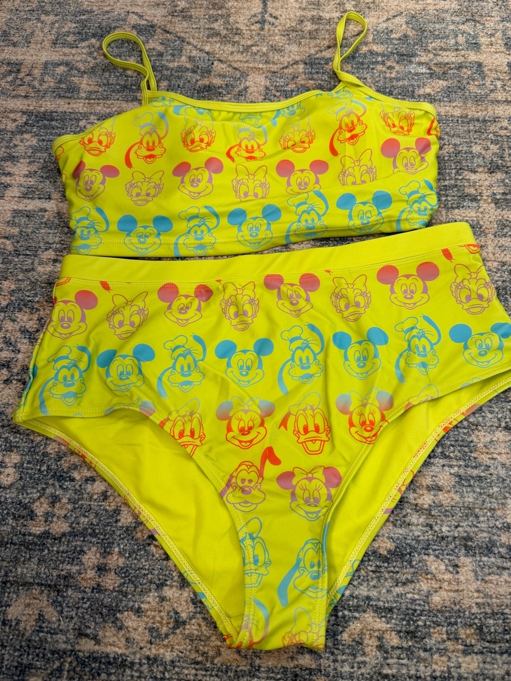 Disney Neon Yellow Mickey & Friends Two-Piece Swim Set